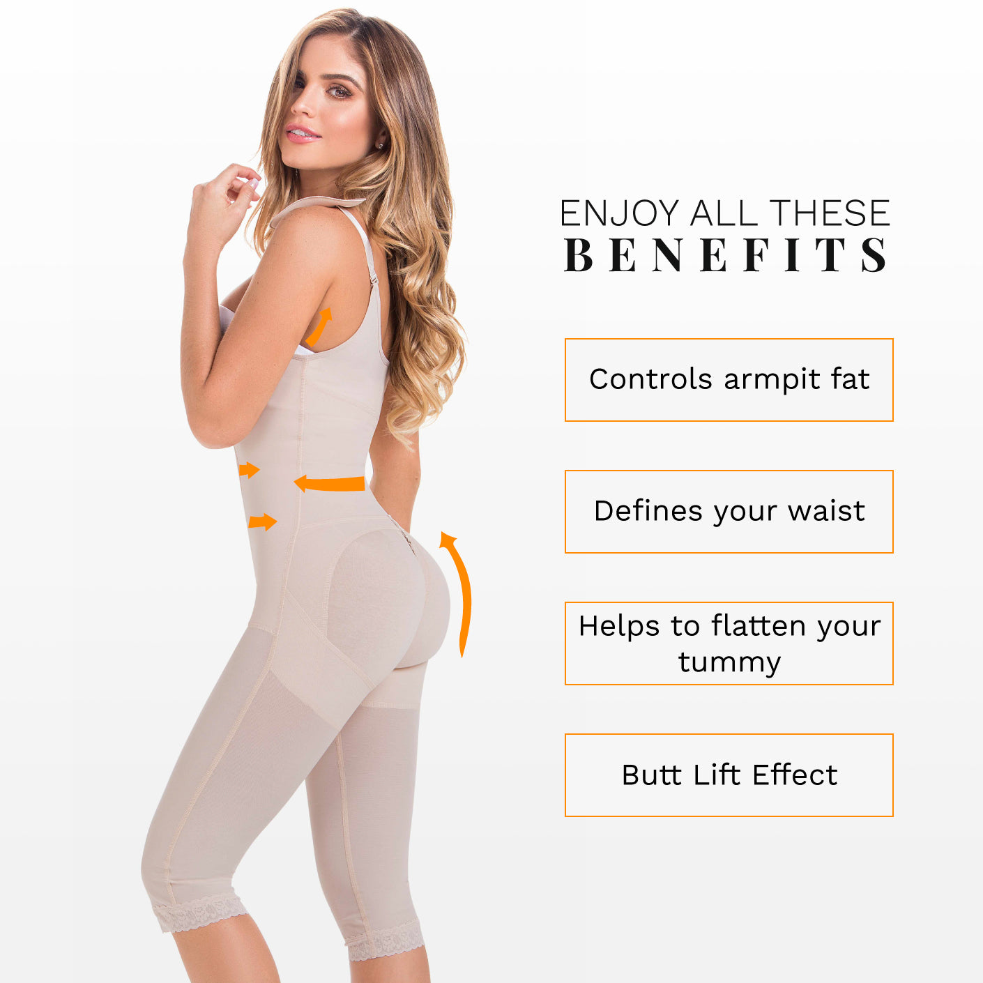 Mid Back Knee Length Powernet Bodysuit