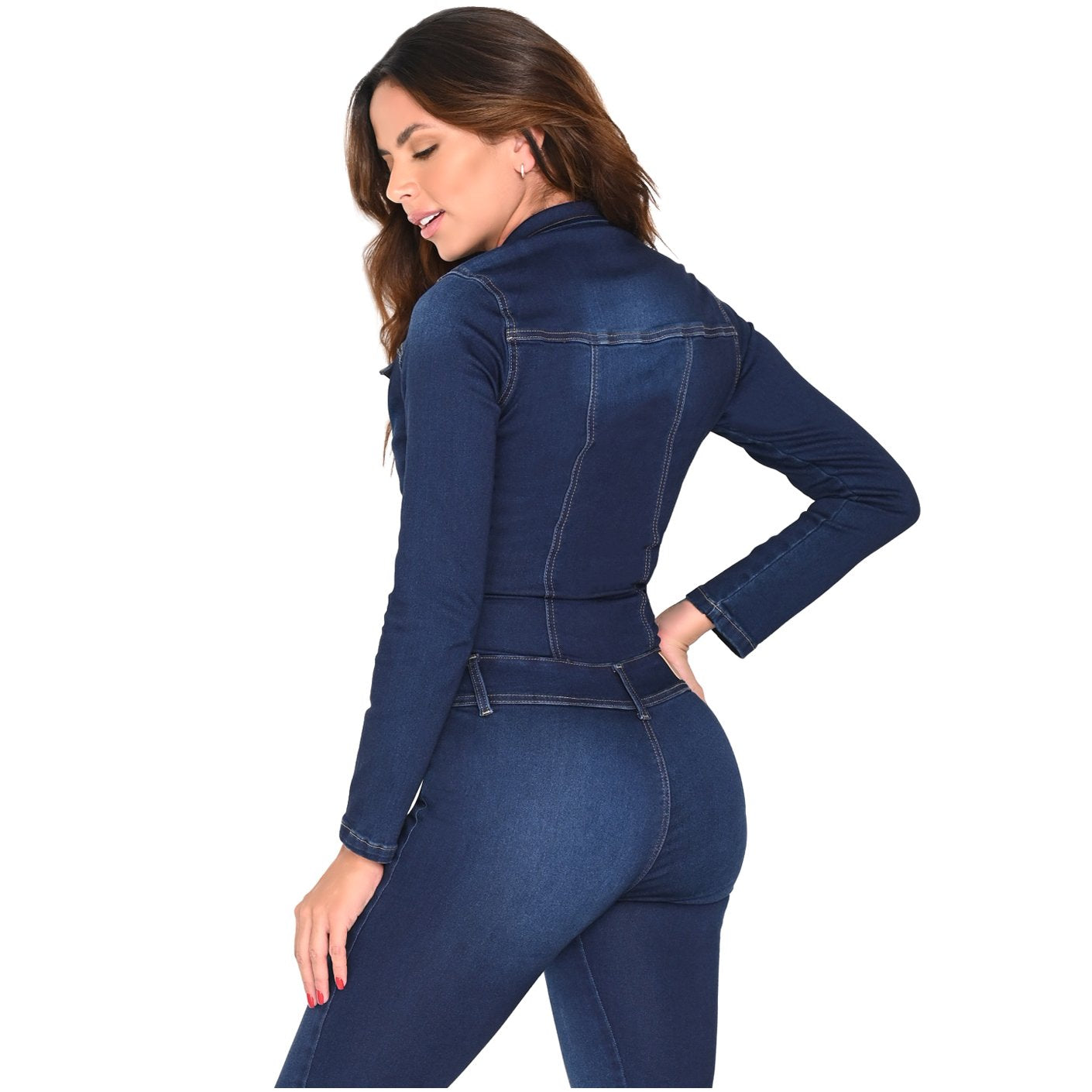 Lifting Effect Denim Skinny Jumpsuit