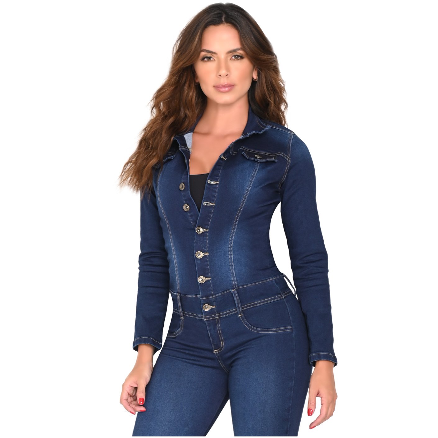 Lifting Effect Denim Skinny Jumpsuit