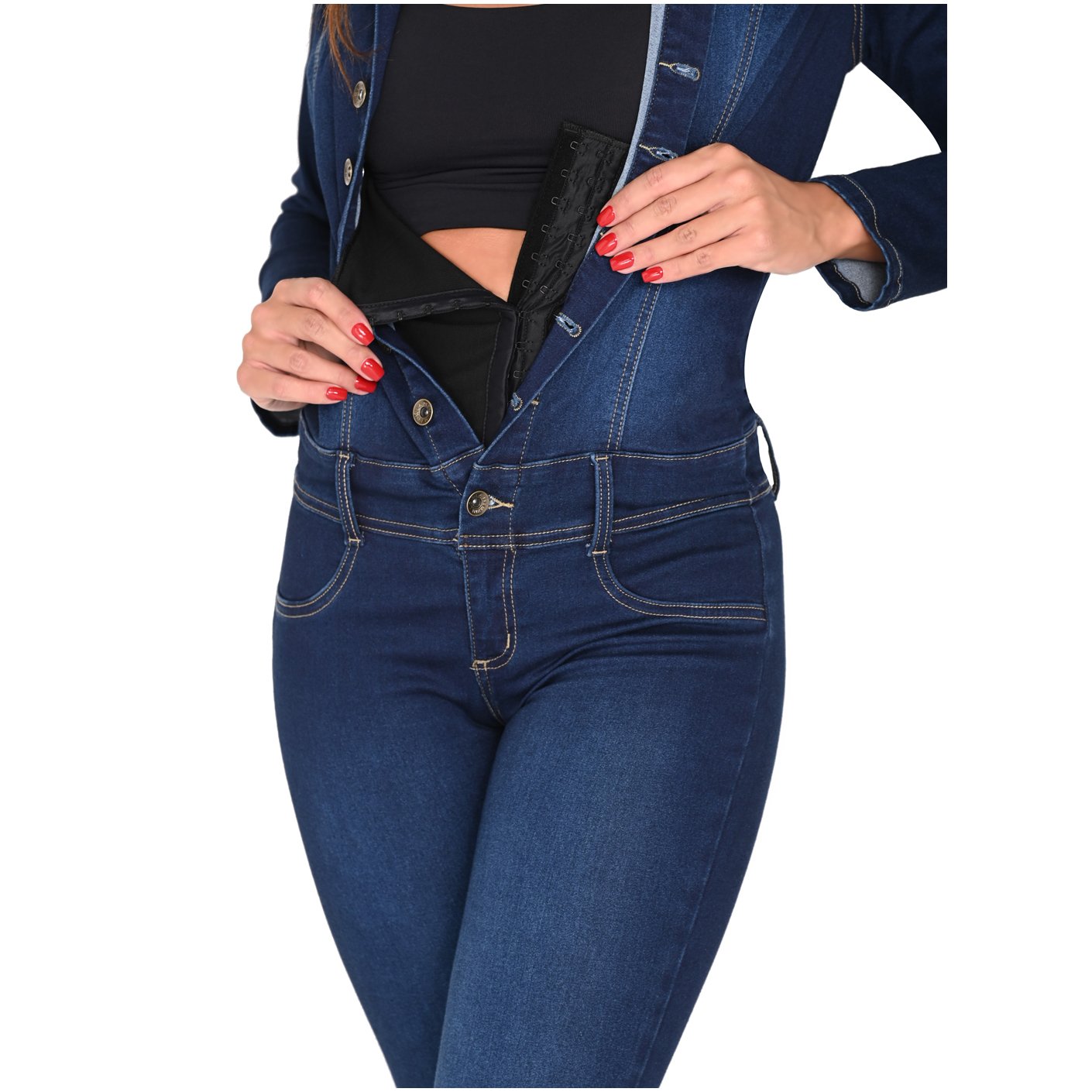 Lifting Effect Denim Skinny Jumpsuit
