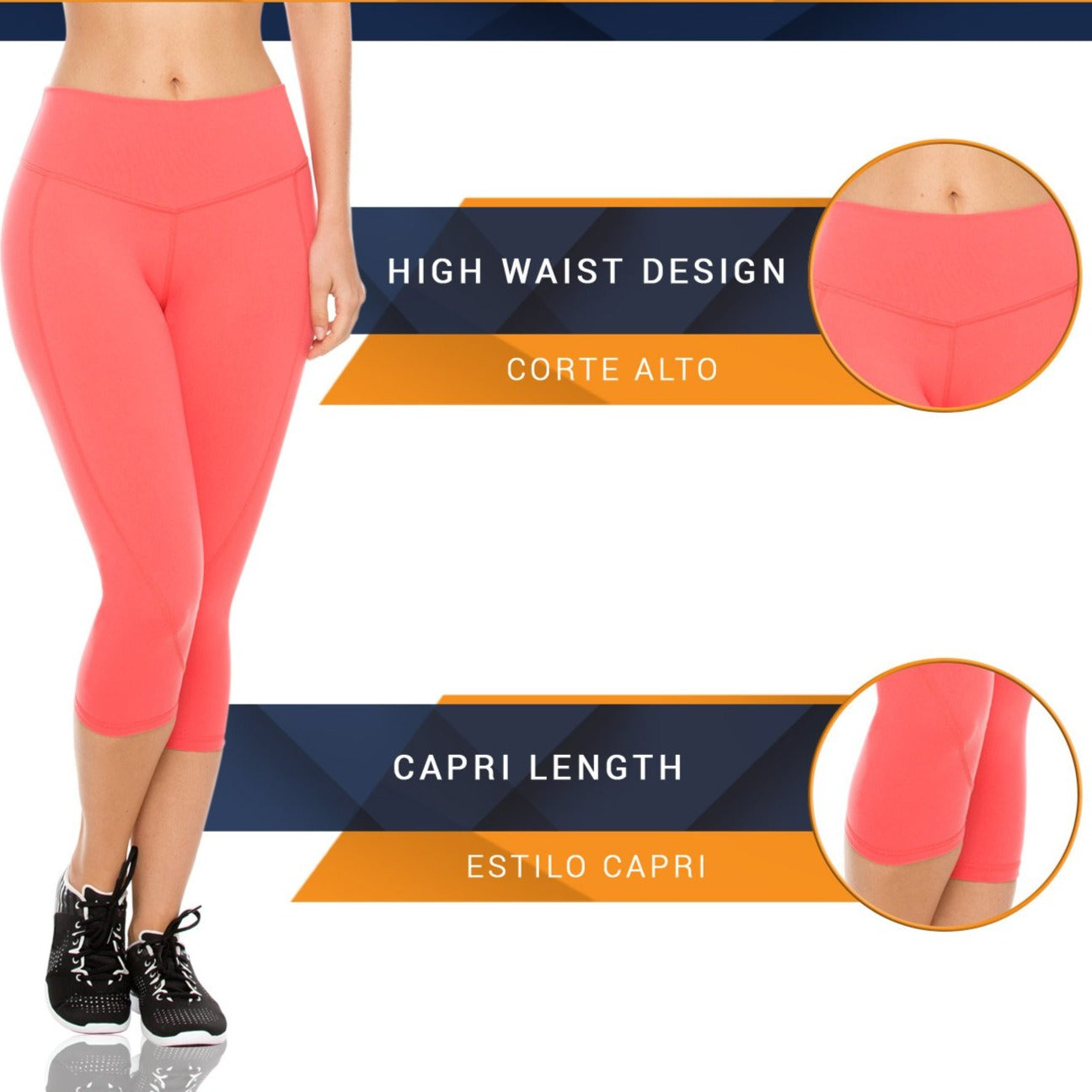 Flexmee 944210 Liberty Mid Rise Capri Leggings for Women | Supplex - Pal Negocio