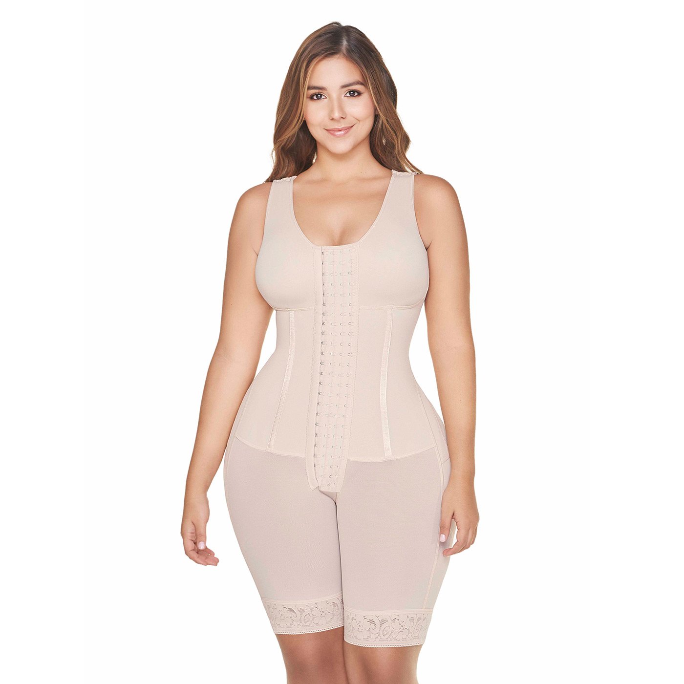 Knee-Length Build-In Bra Full Body Shapewear