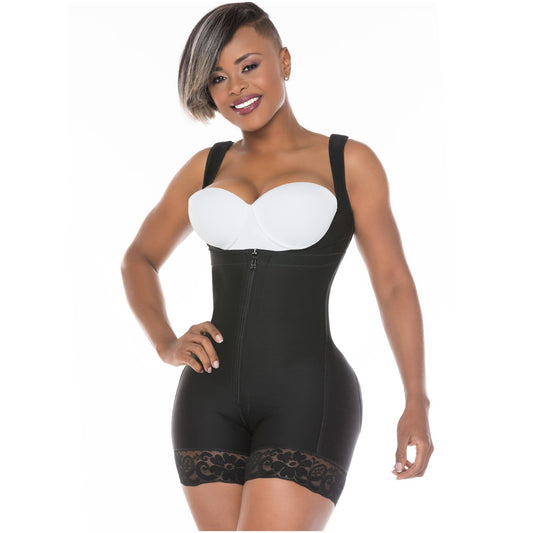 Fajas Salome 0217 | Mid Thigh Firm Compression Full Body Shaper for Women | Butt Lifter Open Bust Postpartum Bodysuit | Powernet - Pal Negocio