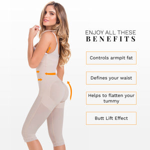 Mid Back Knee Length Powernet Bodysuit
