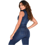 Load image into Gallery viewer, Skinny Denim Jumpsuit Body Shaper
