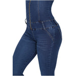 Load image into Gallery viewer, Skinny Denim Jumpsuit Body Shaper

