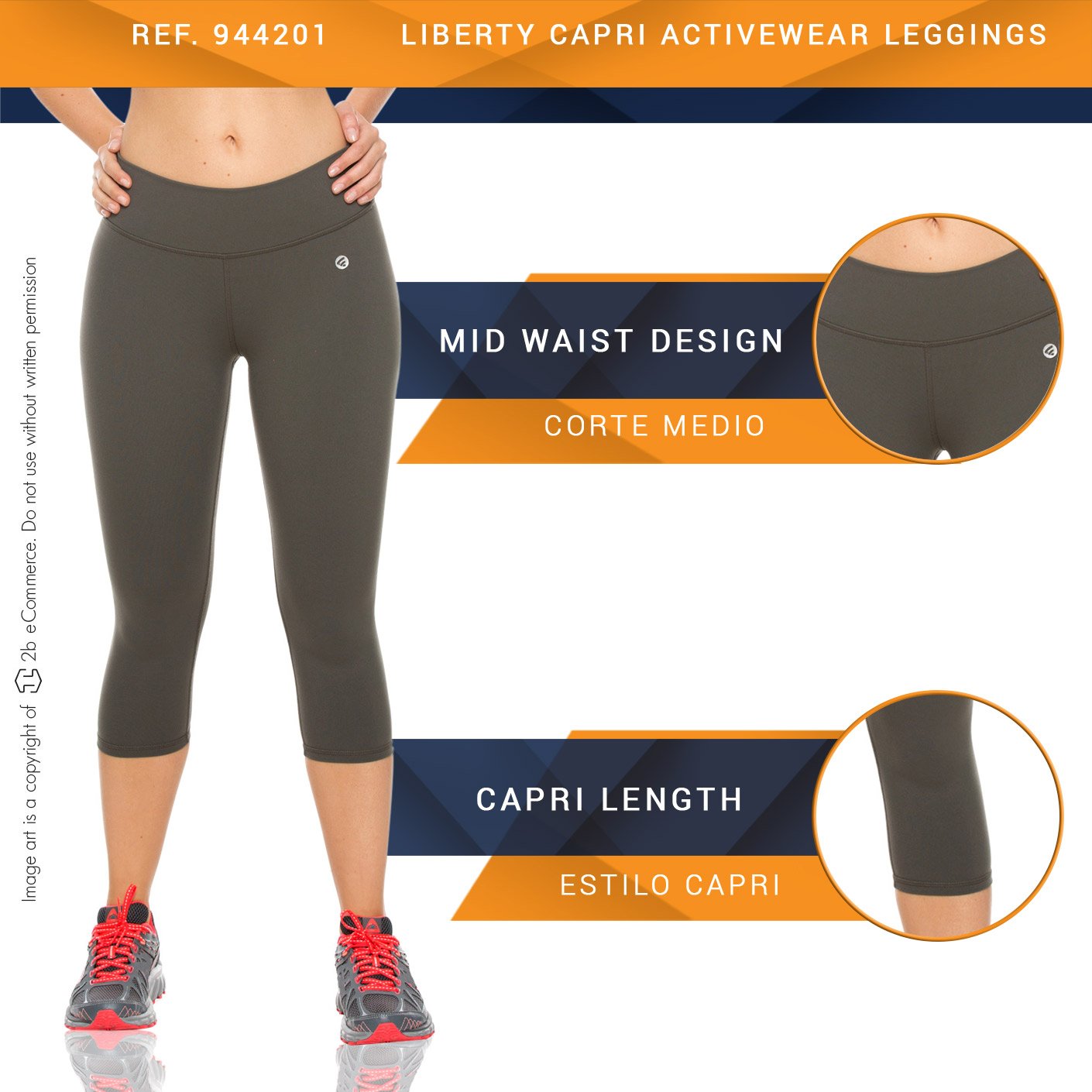 Flexmee 944201 Mid Rise Capri Leggings for Women | Polyamide - Pal Negocio