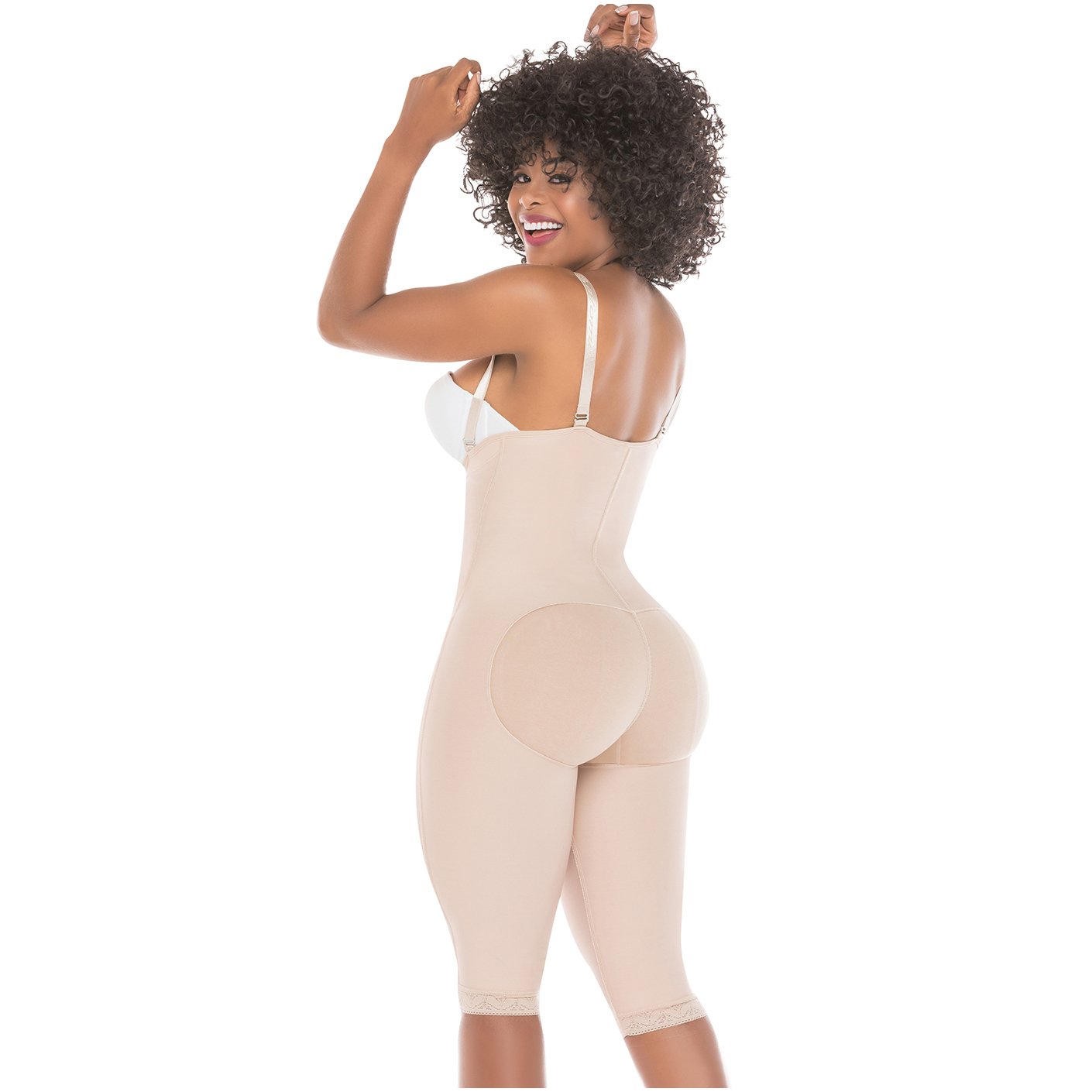 Fajas Salome 0515 | Open-Bust Postpartum Bodysuit | Knee Length Full Body Shaper for Women | Powernet - Pal Negocio