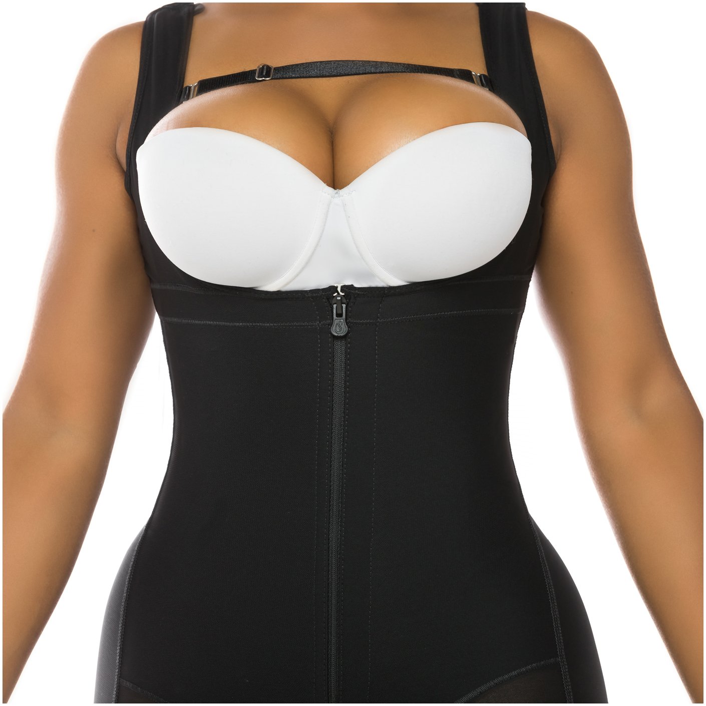 Fajas Salome 0517 | Post Surgery Stage 1 Butt Lifter Full Bodysuit | Open Bust Knee Length Body Shaper for Women | Powernet - Pal Negocio